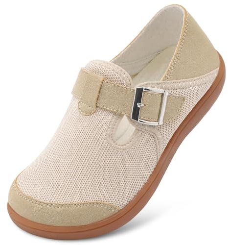 JIASUQI Barefoot Shoes Womens Wide Toe Walking Shoes Zero Drop Minimalist Loafer with Adjustable Strap Slip on Clogs