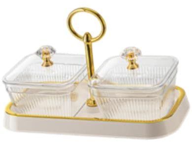 Pitycbo Bandeja para Servir Dividida, Plato para Secos, Contenedor Reutilizable Multiusos para Guardar Platos, Ideal para Bodas en Casa O Fiestas, Bandeja Blanca, 2 Compartimentos