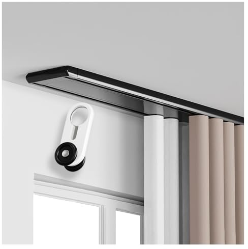 Dubbelspår i aluminium – tyst takmontering justerbar längd 180/250/380/430 cm idealisk för glidskydd svart 400 cm och slish heminredning