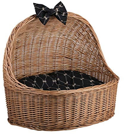 e-wicker24 Alles aus Weide Djurkoja av pil, pilkoja för en hund eller katt, hundkoja med tak, djurlager, djurkorg, kattgrotta, hundgrotta