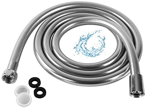 Brauseschlauch 180cm Duschschlauch • Extrem Robust PVC Edelstahloptik Knickschutz Verdrehschutz • sehr flexibler Kunststoffschlauch in Edelstahl-Optik von mamir shower