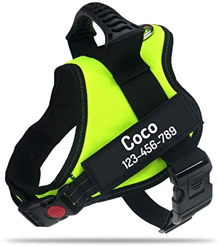PawPawify Hundegeschirr gegen Ziehen, mit personalisierbarem Namen und Telefonnummer, strapazierfähig, verhindert Zerren, Ziehen oder Würgen, für Training und Spazierengehen