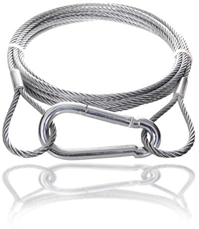 Drahtseile24 Stahlseil mit Haken, Drahtseil mit Haken und Öse – Aufhängeseil, Seilaufhängung | Ø4mm / 160kg Nutzlast | 1,5m