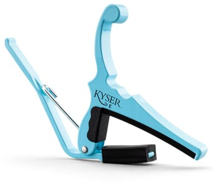 Kyser Musical Products Fender X Quick-Change Electric Guitar Capo, KGEFDBA, Daphne Blue - For Electric Guitars, Collaboration with Fender, Made in USA, Quality, Strong, Lightweight, Quick