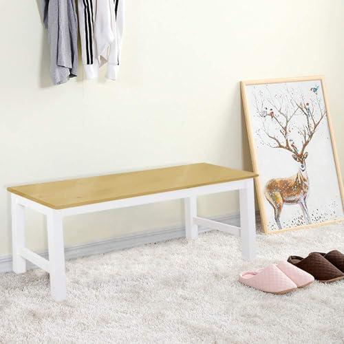 BTGGG Wooden Dining Bench Indoor 2 People Seat Kitchen Dining Table Bench for Bedroom Living Room Entryway Hallway, Natural