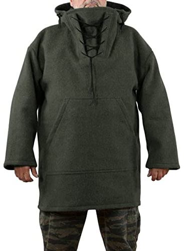 Teursa Winter Men's Leisure Jacket, Men's 70% Wool Heavy Coat, Hooded Sweatshirt for Men S-5XL Green