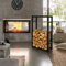ML-Design Estantería para Leña 60x100x25 cm Negra Rectangular Metal para Exterior/Interior Soporte para Leña En Acero Revestido Leñero para Chimenea Estufa Almacenamiento De Madera Soporte Vertical