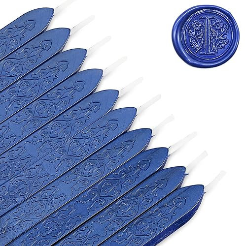MeYuxg 10 Stück Siegelwachs Blau mit Dochten, Vintage DichtungsWachs, Wachssiegel Stock, Siegelwachs, Siegellack Blau für Briefsiegel & Wachssiegel Stempel (Sea Blue)