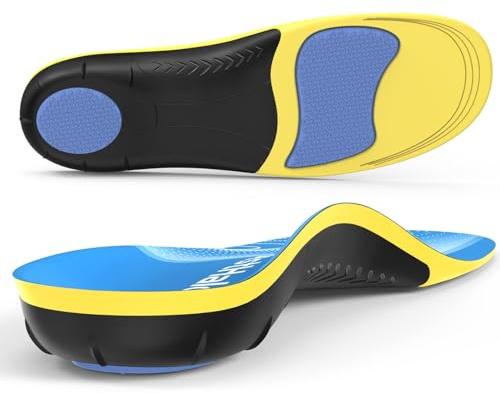 BestHalo Heavy Duty Plantar Fasciitis Insoles - 220+ lbs High Arch Support Orthotic Inserts for Pain Relief, Flat Feet, Heel Pain, Work Boots (Blue, Men 11-12.5 | Women 12-13.5)