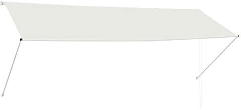 ShCuShan Tenda da Sole Retrattile 350x150 cm Crema,Tenda da Sole per Esterno Avvolgibile, Tenda da Sole a Bracci Estensibili con Telaio in Alluminio, Tettuccio Resistente al Sole e Impermeabile e Mano