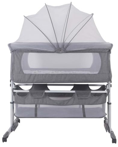 Gvqng Babybett, Babywiege, Tragbares Stubenwagen-Set, Faltbare Babywiege, Höhenverstellung, Mobile Babywiege für Neugeborene/Kleinkinder, Babyschaukel mit Aufbewahrungskorb,Rosa