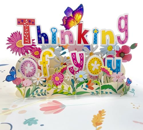 MeeSunnie Colorful Thinking Of You Card, 3D Pop Up Card for Condolences, Birthday, Get Well for Boss, Friend, Mom, Grandma, Daughter, Co-Worker, Sympathy card with Envelope