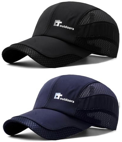 TAGVO Verstellbar Doppelte Mesh Baseball Cap Herren, 2 Stück Schnell Trocknend und Atmungsaktiv Outdoor Sports Baseballkappe Unisex, Sommer Sport Cap Sonnenhut für Sport Reisen Draußen
