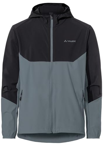 VAUDE Herren Softshelljacke Men's Moab IV -Winddichte MTB-Jacke mit Kapuze, Atmungsaktiv & Wasserabweisend, black/heron, L