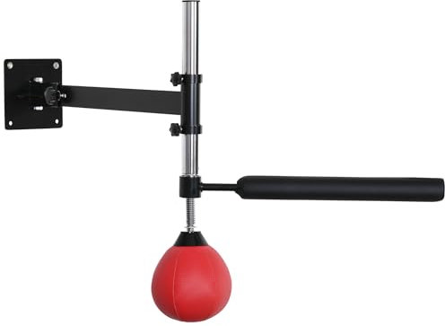 HOMCOM Boxgestell Boxtraining Wandhalterung höhenverstellbar mit drehbarer Reflexstange Speedball klappbar für Erwachsene und Jugendliche