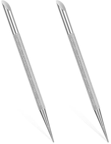 Qianyu 2 Stück Profi Nagelhautschieber Gel Nagellack Entferner Kit Edelstahl Nagelschieber Vollmetall Cuticle Pusher für Maniküre Pediküre Nagelreiniger Nagelhautentferner (12.5 × 0.58cm)