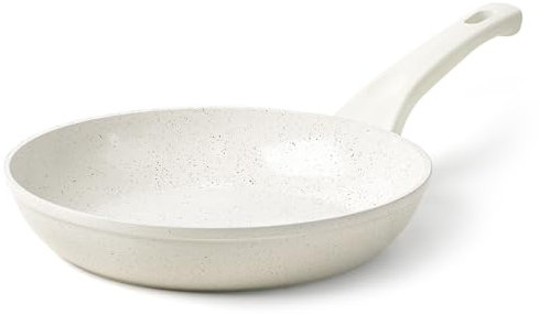 Innerwell Antihaft Bratpfanne 28 cm, Pfanne Induktion mit Keramik Antihaftbeschichtung in Profiqualität, Omelette Pfanne, Gesunde Granit Pan, Backofenfest, PFOA-frei, Spülmaschinenfest, Weiß