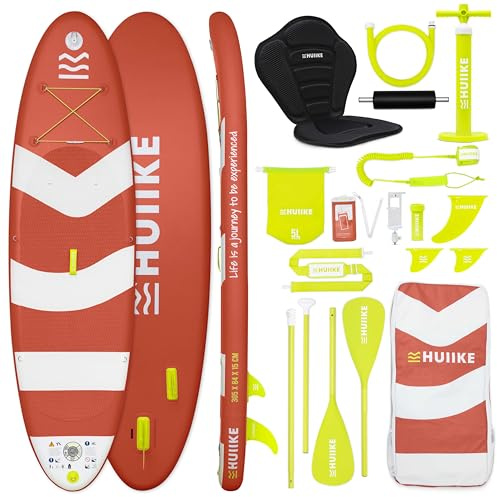 HUIIKE Paddle Gonflable Adulte avec Accessoires Inclus, Pagaie, Ailerons, Pompe. Planche de Stand Up Paddle Grande Stabilité et Résistance. 305 x 84 x 15 cm, Jusqu'à 130 kg