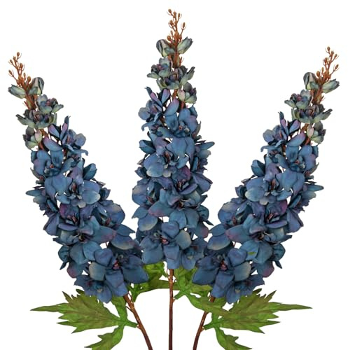 Uppsättning av 3 92 cm konstgjorda blommor riddarsporre konstgjorda Delphinium konstgjorda blommor som riktiga konstgjorda riddarsporrblommor för inredning i vasorarrangemang, blomsterarrangemang hem