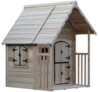 Home Deluxe Kimi Playhouse - Natural | Wooden Children's House for Garden & Outdoor Fun