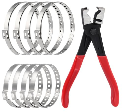 LEONTOOL 9 Pcs Hose Clamp Pliers with CV Boot Clamp Kit, Clic and Clic R Type Collar Plier Small and Large Stainless Steel Universal Adjustable Drive Shaft CV Boot Automobile Repair Tools for Most Car
