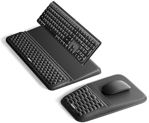 Vaydeer Keyboard Stand and Mouse Wrist Rest Set, Memory Foam, Black | Memory Foam Support, Non-Slip Base, Lycra Surface, Adjustable Tilt, For Keyboard, Mouse and Desk Use