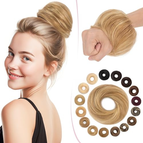 SEGO Pro Chignon Capelli Veri 100% Umani #6/613 Marrone Chiaro/Biondo Chiarissimo Chignon Facile per Capelli Elastico Capelli Finti Coda di Cavallo Updo per Donne Ragazze Lisci (17g)