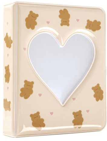 36 Pockets Photo Binder Album 3 Inch Kpop Photocard Holder Cute Mini Photocard Binder Portable Kpop Photocard Binder for Picture Photo Collection (Yellow-Bear)