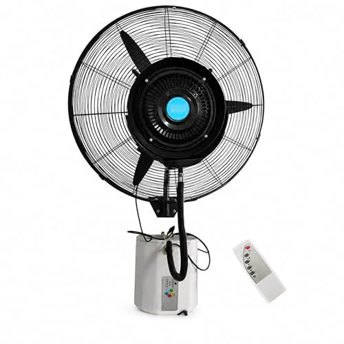 VäGgmonterad DimfläKt, FjäRrstyrd Oscillerande FläKt med 3 Hastigheter, 15 Liters Tank, Fint DimflöDe för TräDgåRd, Garage, Pool(70CM/28IN)