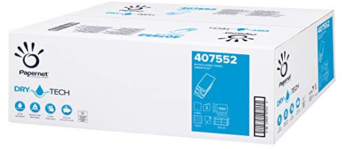 Papernet 407552 DRYTECH W Falz Falthandtücher, Zellstoff, Wave Prägung, 2-Lagen, Weiß (VE 2000 Stueckzahl)