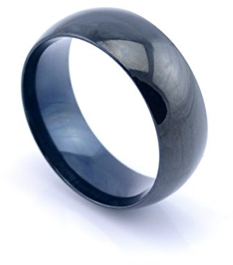 Vault 101 begränsad svart anodiserad herr dam rostfritt stål högpolerad band ring (8 mm bred) e rostfritt stål, P, colore: 8mm (Size - P), cod. BLACKPLAINRING8MM7