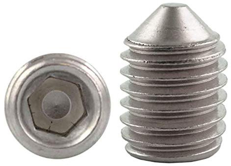 10 Stück - M 3x4 - Gewindestifte Edelstahl A2 Madenschrauben Wurmschrauben m. Spitze DIN 914 ISO 4027 3 mm DewTec