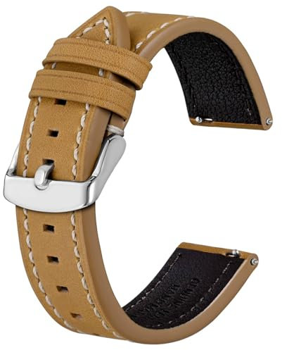 BISONSTRAP Leder Uhrenarmband, Schnellwechsel Armband für Herren und Frauen - 22mm, Bräunen
