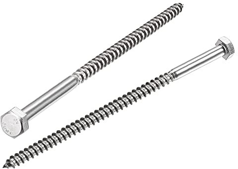 sourcing map Hexagonal Tire-fond M8 x 150mm 304 Inox Acier Demi-fil Autotaraudeuse Boulons pour Bois Vis 5Pcs