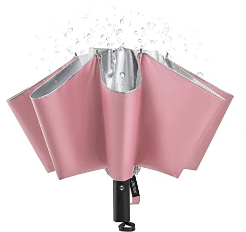 G4Free 54 Zoll Regenschirm Sturmfest Klein mit UPF 50+ UV-Schutz & Auf-Zu-Automatik & Sturmfest & Kompakt &10 Rippen Taschenschirm für Regen und Sonne