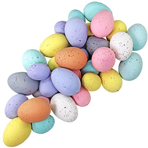 Winlyn 32 Pcs Assorted Faux Foam Speckled Eggs - Decorative Pastel Eggs for DIY Easter Wreath, Centerpiece, Bowl, Basket Fillers, Party Favors, Gifts, Spring, Home, Wedding, Table Decor