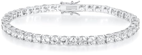 Gemsme 18K White Gold Plated 3.0mm Cubic Zirconia Classic Tennis Bracelet 7.0 Inch