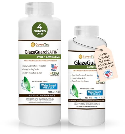 CoverTec GlazeGuard Satin Ceramic & Porcelain Tile, Grout Sealer Satin Finish (4 oz Kit)