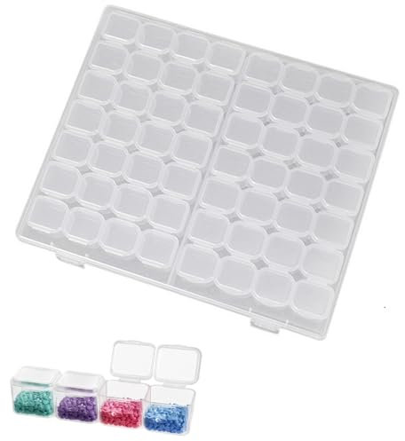 Diamond Painting Aufbewahrungsbox,Diamond Painting Zubehör Boxen,Diamant Stickerei Sortierbox,Kunststoff Dosen Diamant Stickerei Box,56 Grids Aufbewahrungsbox für DIY Basteln Schmuck Strass Perlen