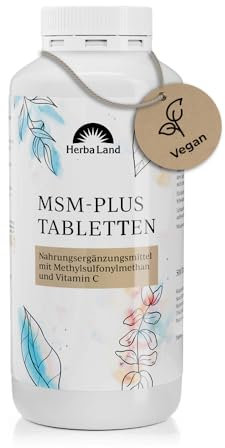 Herbaland® MSM Kapseln hochdosiert | 2000 mg MSM Pulver & 60 mg Vitamin C pro Tag | 500 vegane Schwefel Kapseln für 8 Monate | Methylsulfonylmethan | Laborgeprüfte Qualität | Made in Germany