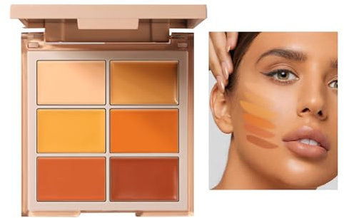 Concealer-Make-up-Palette - 6-Farben-Hautfarbenkorrektur-Gesichts-Concealer-Make-up - Multifunktionale Concealer-Make-up-Creme mit vollständiger Abdeckung, konturierendes Make-up für Goowafur