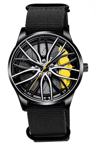 ROSSOM Hommes Montre Hommes Sport Montres mâle évider Conception Montre Nylon Militaire analogique Quartz Montre pour BMW Roue étrier Hommes Montres