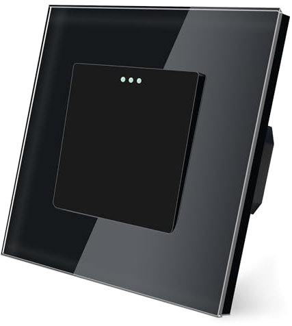 TAWOIA Lichtschalter 1 Fach 1 Weg Unterputz Taste Schalter 86 * 86mm Lichtschalter Glas Schwarz Kippschalter