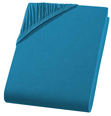 Spannbettlaken 180x200-200x220 cm für Wasserbetten & Boxspringbetten – Jersey 100% Baumwolle für Matratzen bis 35 cm Höhe, Bettlaken in Übergröße, Petrol