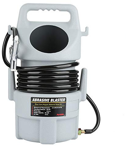 KIT DE SABLEUSE PNEUMATIQUE PORTABLE PISTOLET DE SABLAGE TUYAU DE 15 PI ET TRÉMIE DE 50 LB POUR LES PETITES À MOYENNES OPÉRATIONS