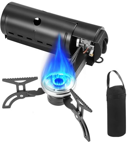 Foldable Camping Stove, 2800W Portable Butane Gas Stove, Camping Cassette Stoves with Storage Bag, Adjustable Big Fire,Windproof Outdoor Camping Stove, Folding Gas Stove for Picnic BBQ Hiking Home