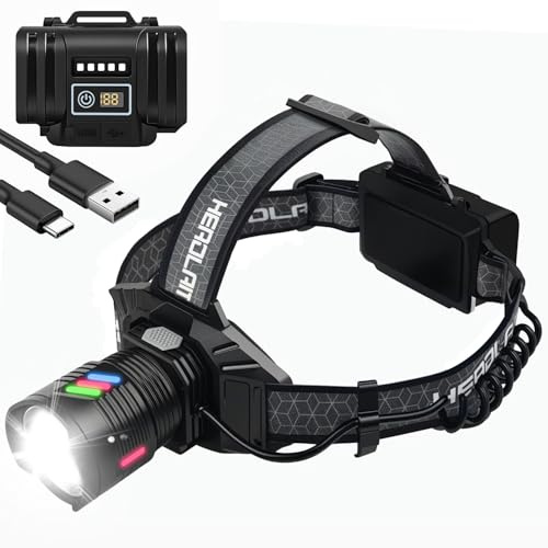 Tekwet Head Torch Rechargeable, Super Bright LED Headlamp with 4 Modes, Motion Sensor,USB Rechargeable Battery, Waterproof Adjustable Head Light for Camping,Hiking,Running and Fishing