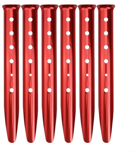 Yhenlovtt 6 estacas de aluminio en forma de U para tienda de campaña de nieve y arena para camping, senderismo (rojo)