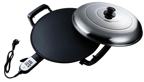 Ethniq 18.5 Electric Griddle for Ethiopian Injera, Somalian Anjero, Crepe, Lefse, Mogogo, Mitad, Pancake Teff Injera Maker - Adjustable Digital Heat Control - Non-Stick Surface -