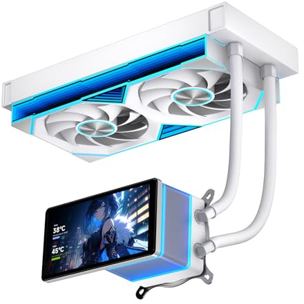 TZMRIT PF240 Aio Wasserkühlung 240mm mit 5.5-inch LCD Magnetic Screen Display,ALL-IN-One ARGB Infinity Mirror 2000RPM PWM Lüfter,für AM4/AM5& Intel LGA1851/1700(240 White)